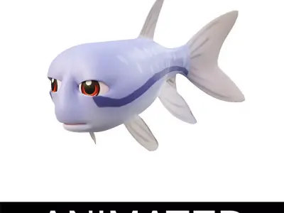 Siamese Flying fox Fish Cartoon Animated Low-poly 3D model