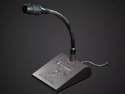 Classic Desktop gooseneck Microphone Low-poly 3D model