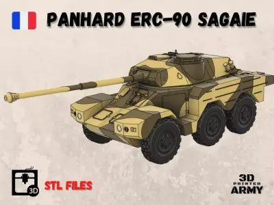 French tank Panhard ERC-90 Sagaie or Lynx  - STL files  3D print model