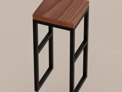 Loft style chair with wood and iron Free low-poly 3D model