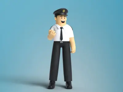 Minimal Pilot Cartoon Character 3D model