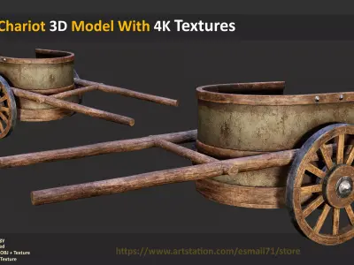 10 Chariot 3D Model With 4K Textures Low-poly 3D model