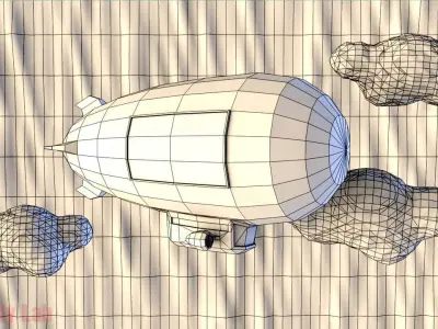 Cartoon Airship Low-poly 3D model