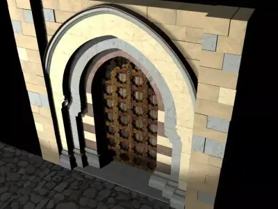 Medieval Lombard Style Portal no 1 Low-poly 3D model