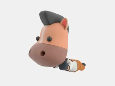Cute Horse 3D Illustration 3D model