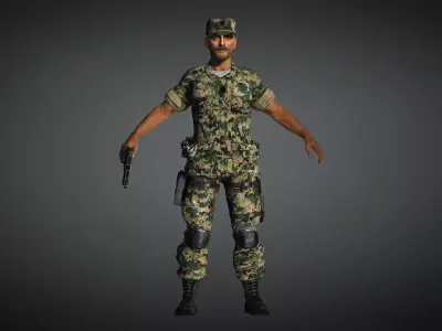 AAA Military Male Character 07 Low-poly 3D model
