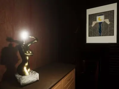 Decorative Lamp - gold sculpture - Low Poly Free low-poly 3D model