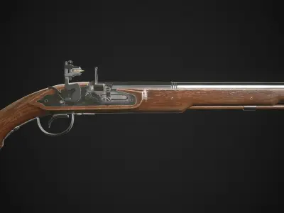 Flintlock Pistol 01 Classic Low-poly 3D model