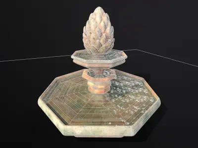 Pinha Style Waterfountain Low-poly 3D model
