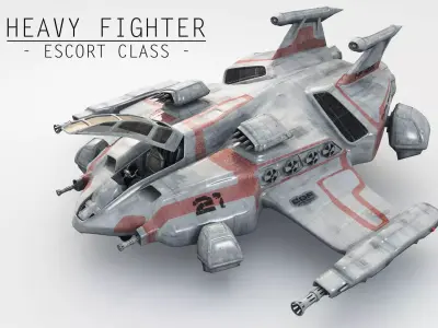 Heavy Space Fighter Low-poly 3D model