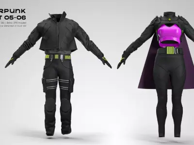 Cyberpunk Outfit 05 06 Clo3D Marvelous Designer Blend Obj  3D model
