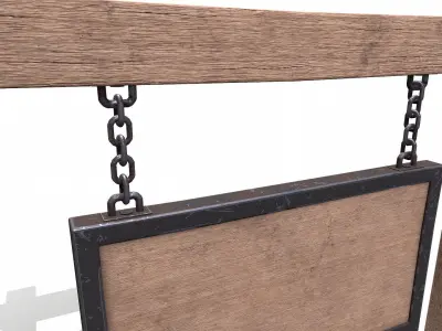 Old Medieval Sign Board Low-poly PBR Free low-poly 3D model