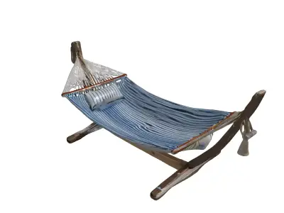Outdoor Striped Hammock with Stand 3D model