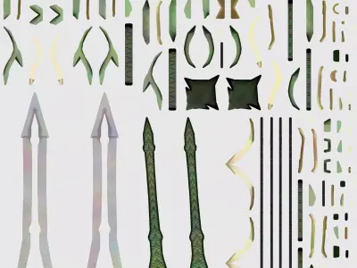 Ancient Elven Sword  PBR Game Ready Asset Low-poly 3D model