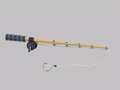 Cartoon Fishing Rod Low-poly 3D model