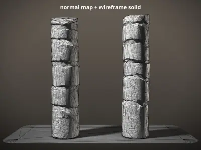 Mayan Columns Low Poly PBR Low-poly 3D model