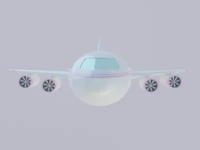 Airliner Airplane - Clouds and Background - Cartoon-Toy Jetplane 3D model