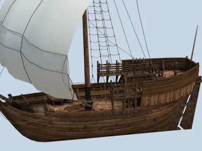 Small ship Low-poly 3D model