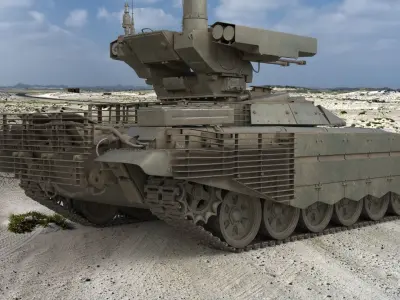 Tank Terminator BMPT 72 Green Dirty 3D model