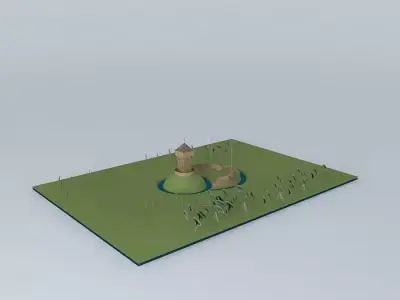 Motte and bailey castle 3D model