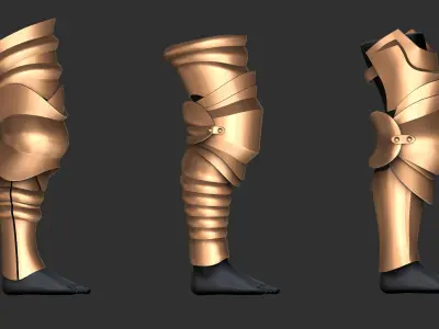 Leg Armor Highpoly and Lowpoly With UVs Vol 1 Low-poly 3D model