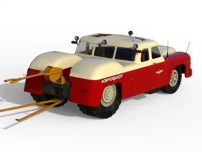 MAZ-541 soviet aircraft tug 3D model