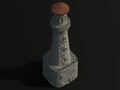 Old Stone Brick Lighthouse 03 Low-poly 3D model