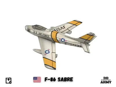 North American F-86 SABRE jet fighter - 3D printing 3D print model