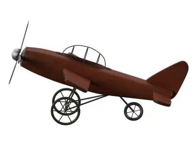 Styled Wood Metal Airplane Sculpture 3D model