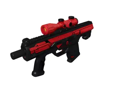 SciFi Battle Rifle Damaged 3D model