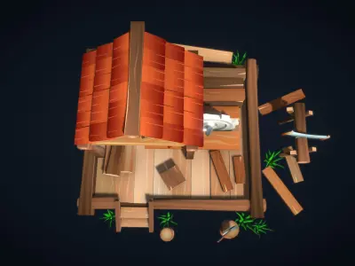 Lowpoly Lumber Mill Low-poly 3D model