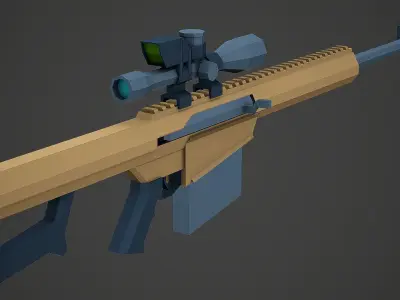 Stylized Barrett M107 Sniper Low Poly Mobile Ready Low-poly 3D model