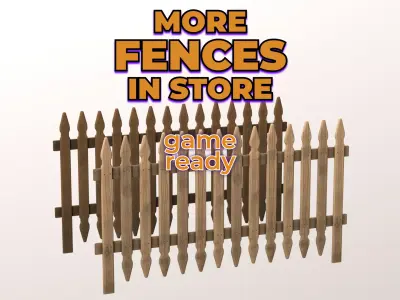 Wooden Fence realistic old dirty garden Free low-poly 3D model