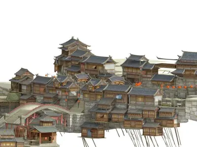 Ancient town Low-poly 3D model