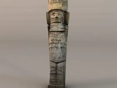 Low poly ancient stone statue Low-poly 3D model