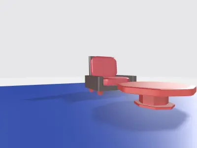 Free low poly single sofa or couch and a table  Free low-poly 3D model