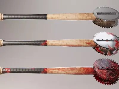 Saw Baseball Bat Weapon COLLECTION Low-poly 3D model