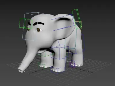 Baby Elephant Cartoon - Max - Rigged 3D model