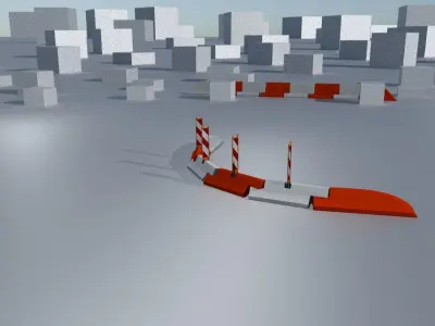 White and Red Road Traffic Barrier - Part 29 - Low-poly 3D model