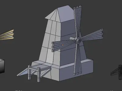 Cartoon Medieval Windmill Low-poly 3D model