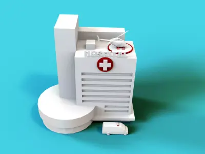 Hospital Building Low-poly 3D model