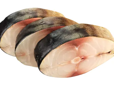 Smoked mackerel slices Low-poly 3D model