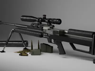 Steyr HS 50 M1  50 BMG anti-material  sniper rifle Low-poly 3D model