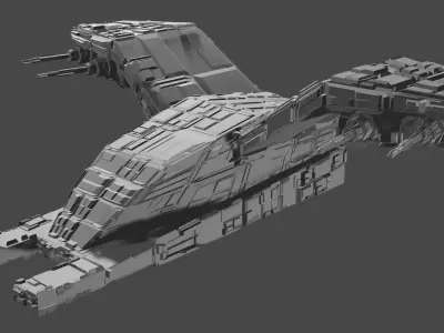 A Grey Battle Spaceship with Native File 3D model