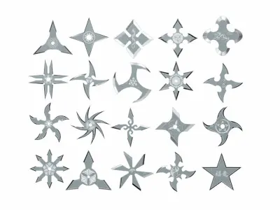 Japanese weapon set Low-poly 3D model