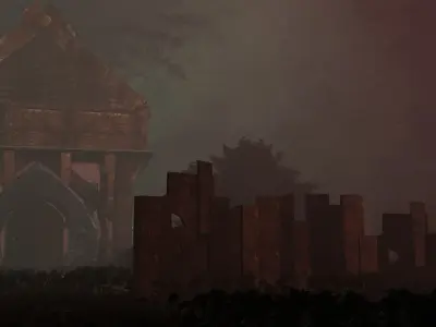 3d modelling of a medieval house in a jungle Low-poly 3D model