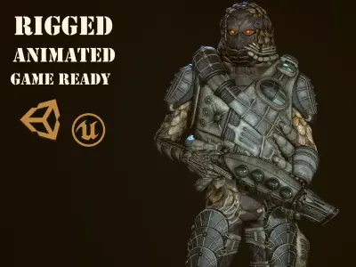 Alien soldier Low-poly 3D model