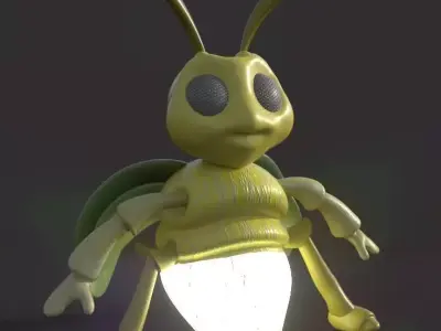 Firefly beetle with light Free 3D model