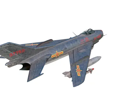 PBR PLAAF J6 J-6 Fighter Mig19 Farmer Low-poly 3D model