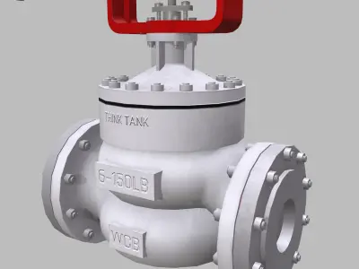 Pneumatic Globe Control Valve Low Poly Low-poly 3D model